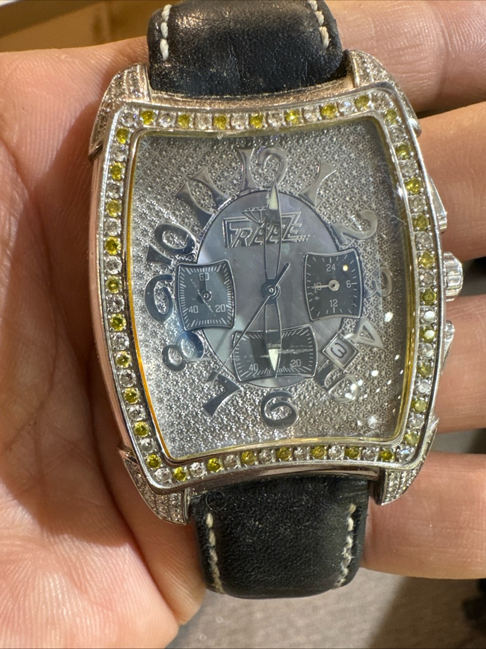 Aqua Master Diamond Watch Two Tone Yellow White Not Working Preowned
